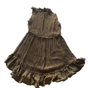 LOVE SAM‎ Georgette Beaded Ruffle Dress Stem Green Sleeveless Mini Small